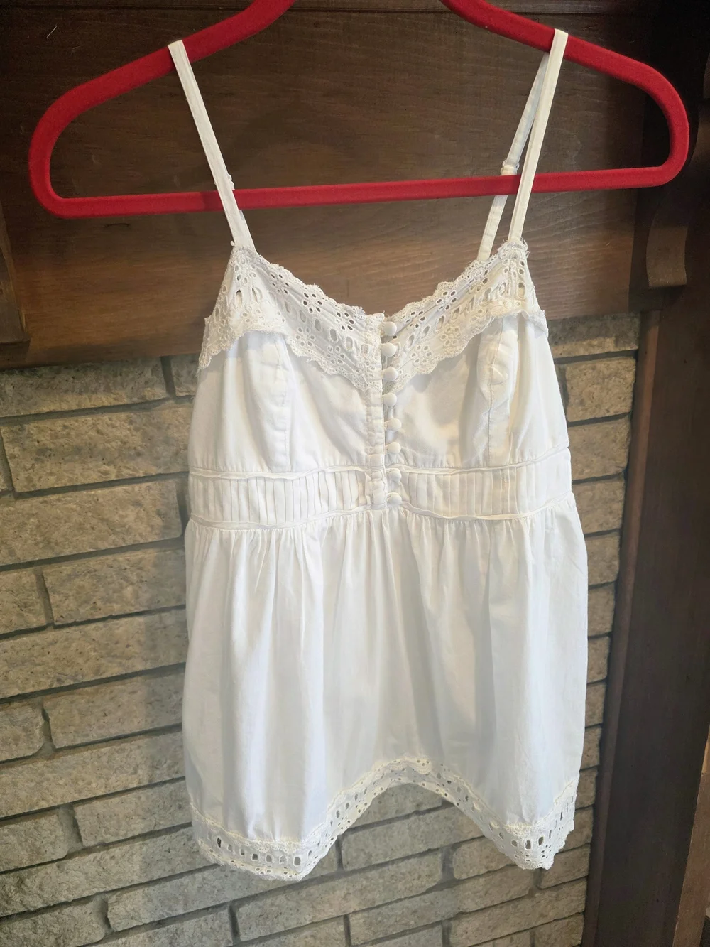 J. Crew White Cotton Eyelet-Trim Camisole